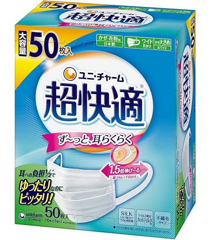 Amazon.co.jp: 超快適マスク 【大容量】 風邪・花粉用 プリーツタイプ